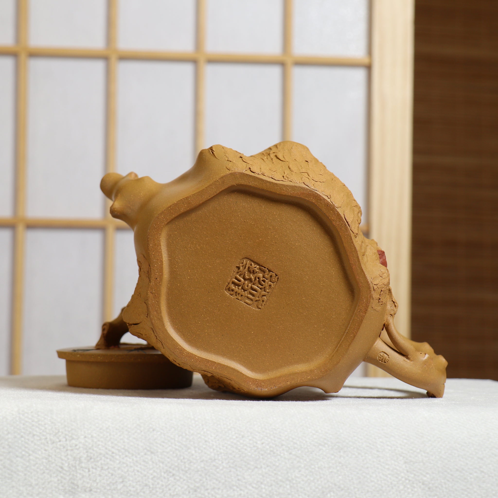 (Sold) [Meizhuang] Fully handmade raw ore yellow clay decal purple clay teapot