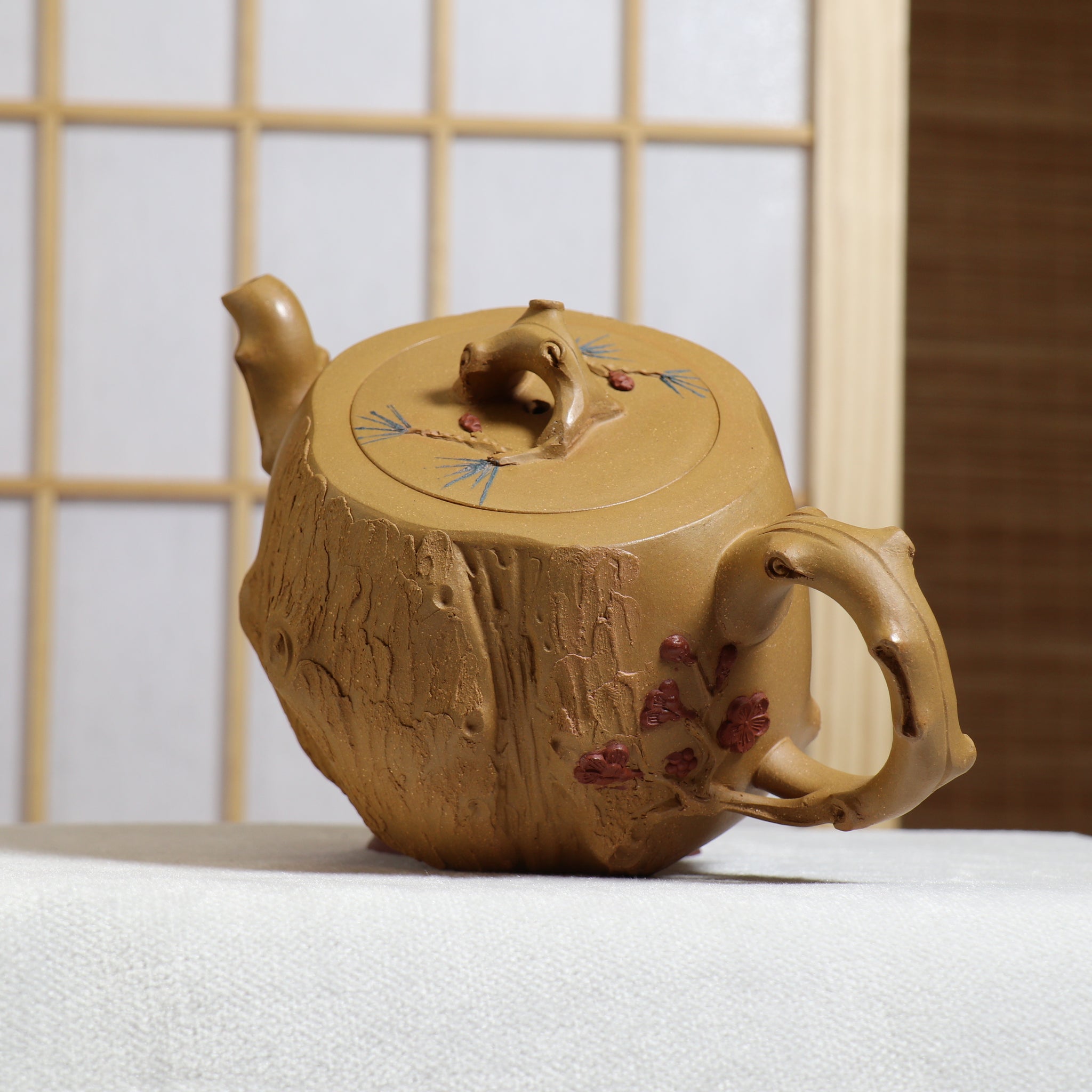 (Sold) [Meizhuang] Fully handmade raw ore yellow clay decal purple clay teapot