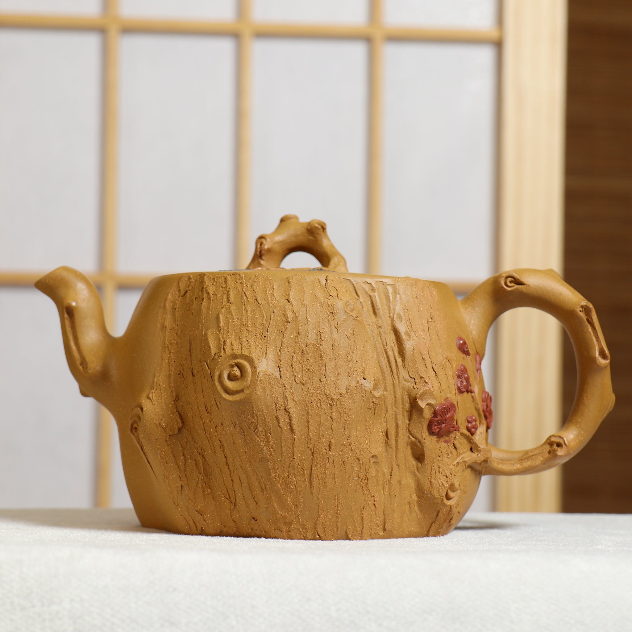 (Sold) [Meizhuang] Fully handmade raw ore yellow clay decal purple clay teapot