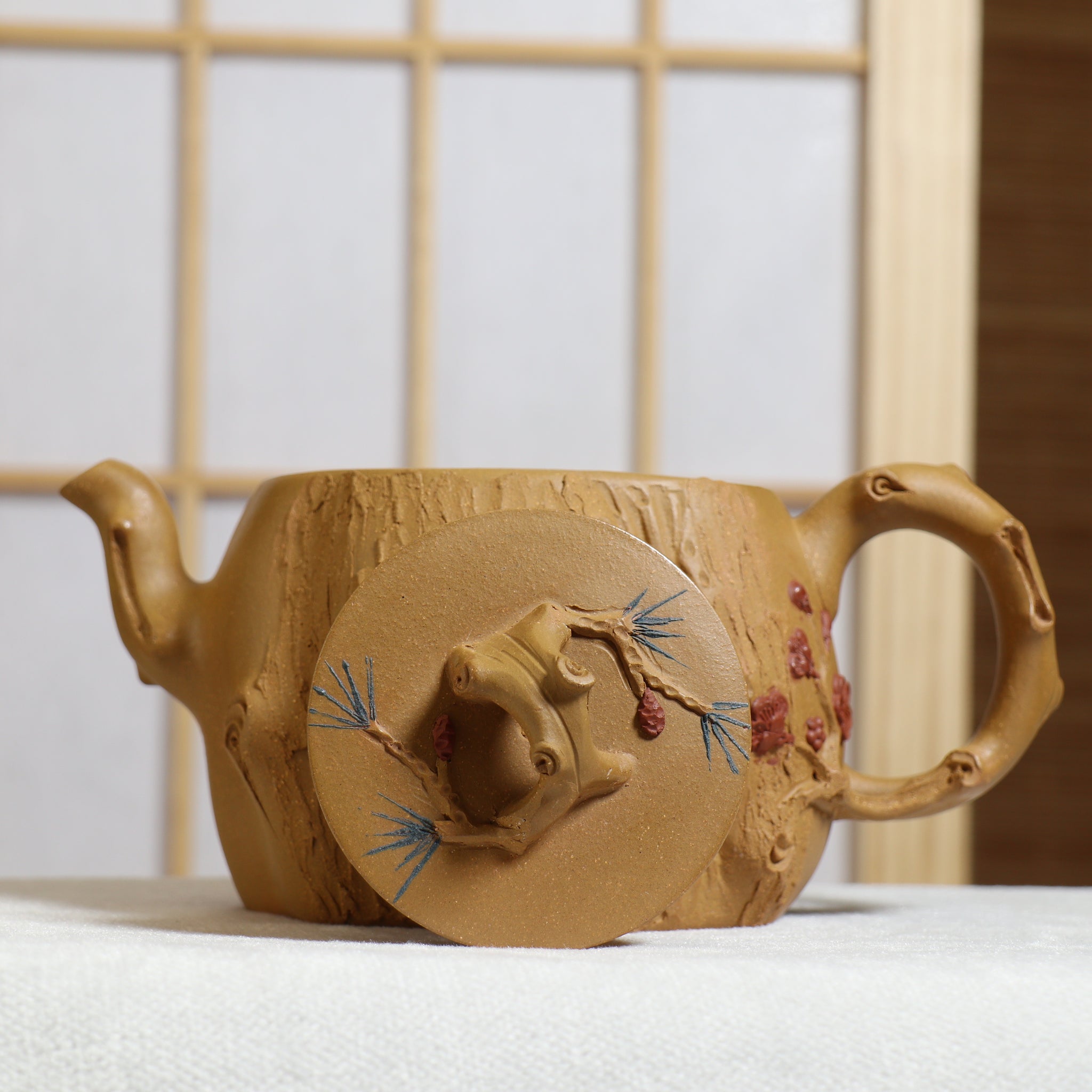 (Sold) [Meizhuang] Fully handmade raw ore yellow clay decal purple clay teapot