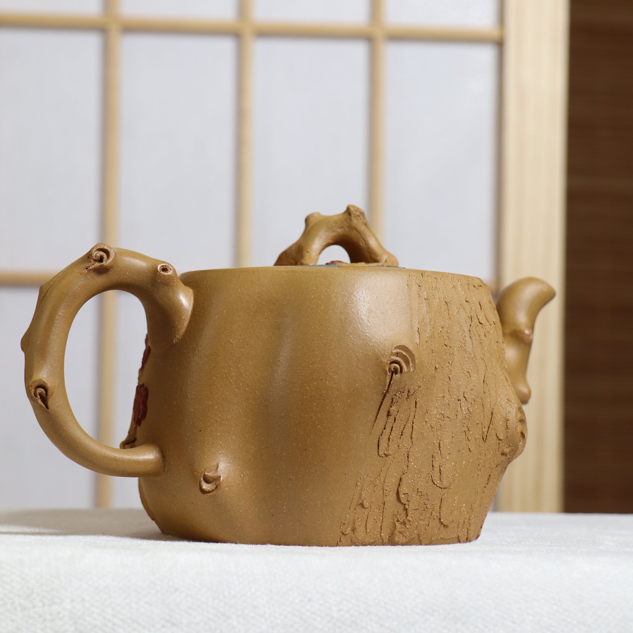 (Sold) [Meizhuang] Fully handmade raw ore yellow clay decal purple clay teapot