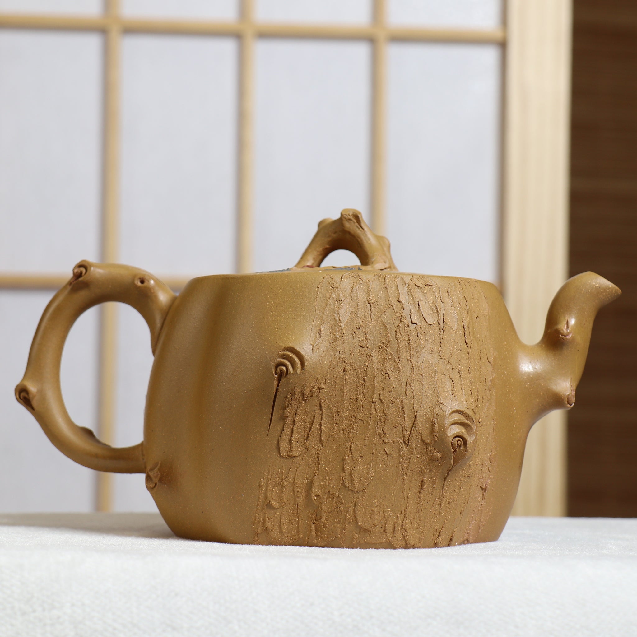 (Sold) [Meizhuang] Fully handmade raw ore yellow clay decal purple clay teapot