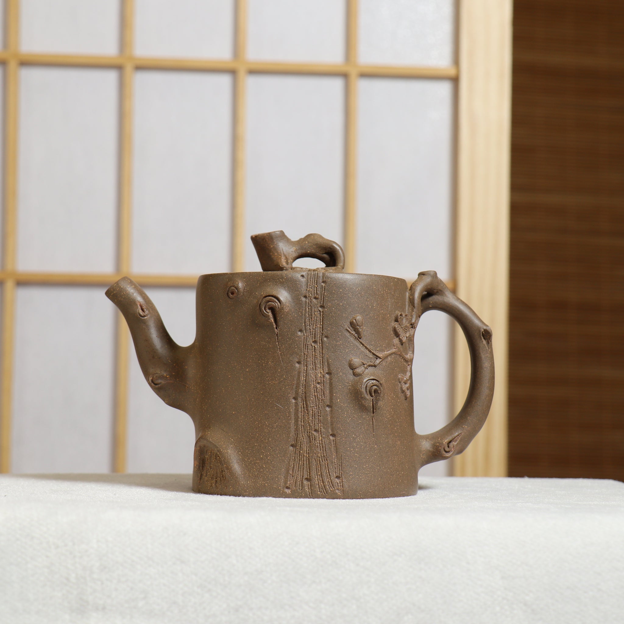 (Sold) [Shuchun] Fully handmade clay decal purple clay teapot