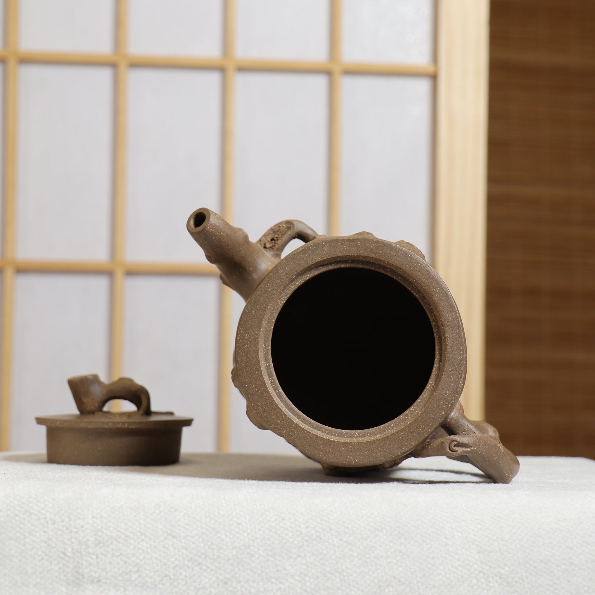 (Sold) [Shuchun] Fully handmade clay decal purple clay teapot