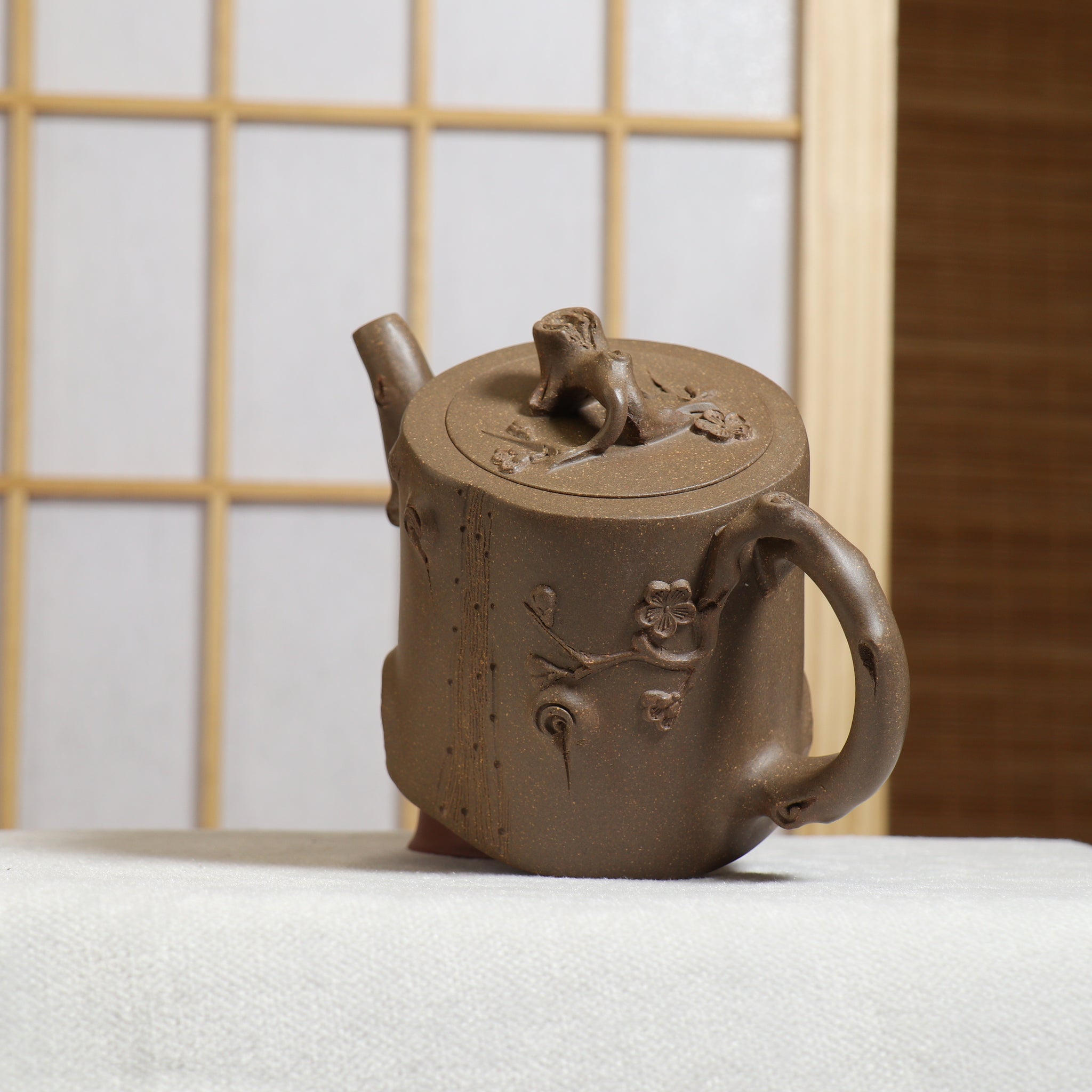 (Sold) [Shuchun] Fully handmade clay decal purple clay teapot