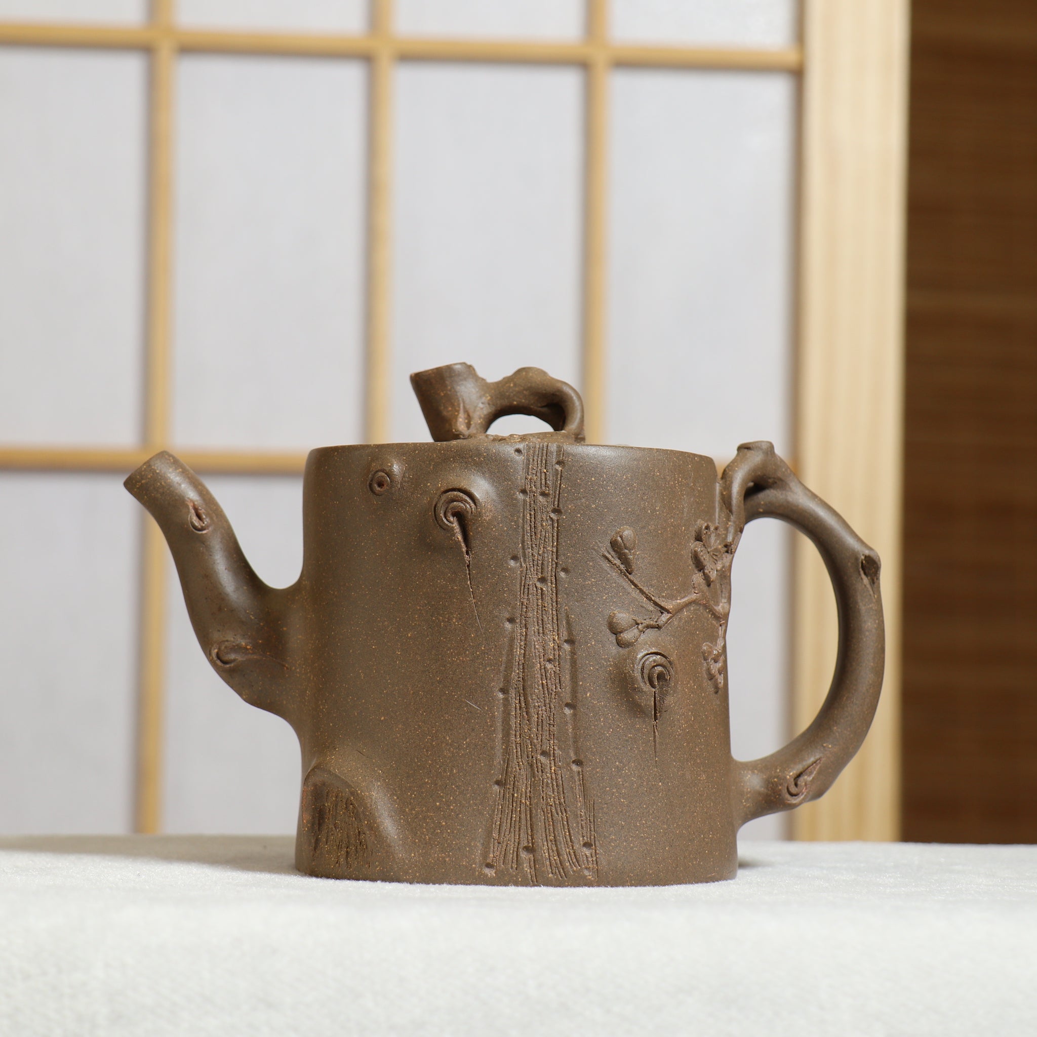 (Sold) [Shuchun] Fully handmade clay decal purple clay teapot