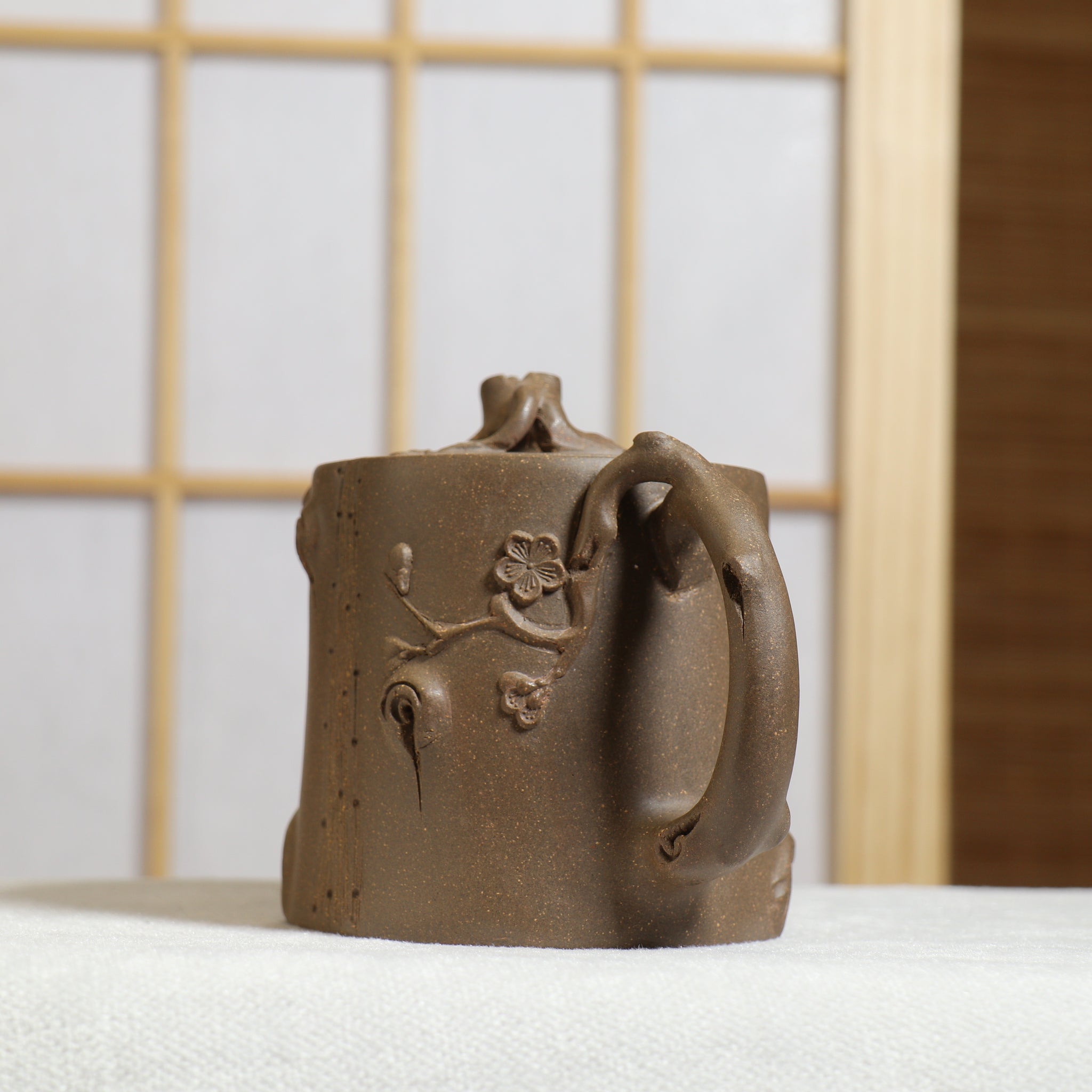 (Sold) [Shuchun] Fully handmade clay decal purple clay teapot