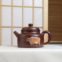 [De Zhong] Fully handmade original mineral purple clay painted clay purple sand teapot