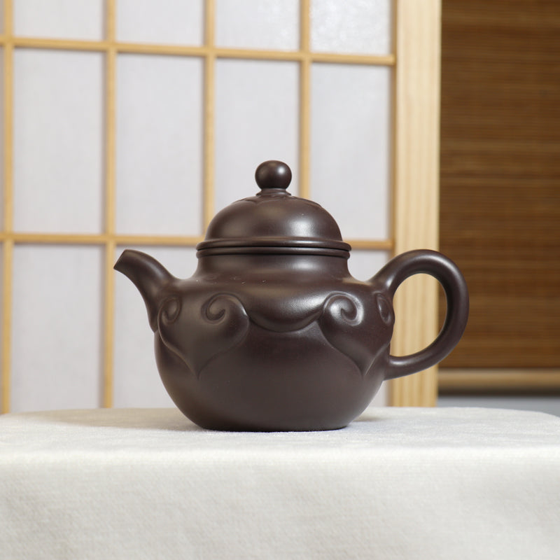 *夏日優惠*【如意掇球】紫泥貼花如意紫砂茶壺