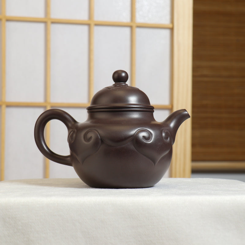 *夏日優惠*【如意掇球】紫泥貼花如意紫砂茶壺
