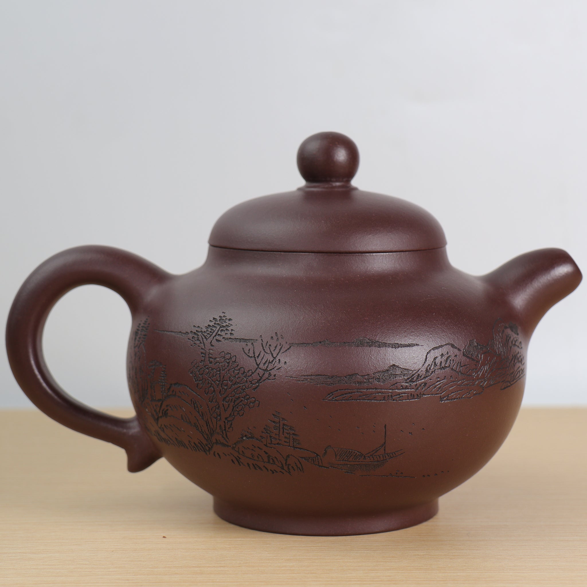 中国宜興 紫泥製 茶道具 手作工芸品 手描 手彫 手作 絵刻 彫刻 美術品