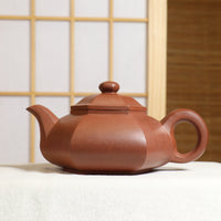 (Sold) [Six Square Pot] Fully handmade blue six square purple sand teapot with bottom groove