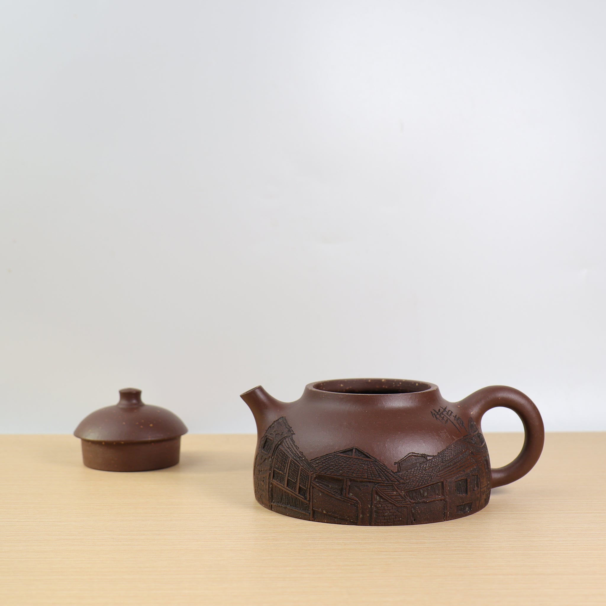 *New Product* [Ruding Pot · Gunan Street] Purple Clay Carved Purple Clay Teapot