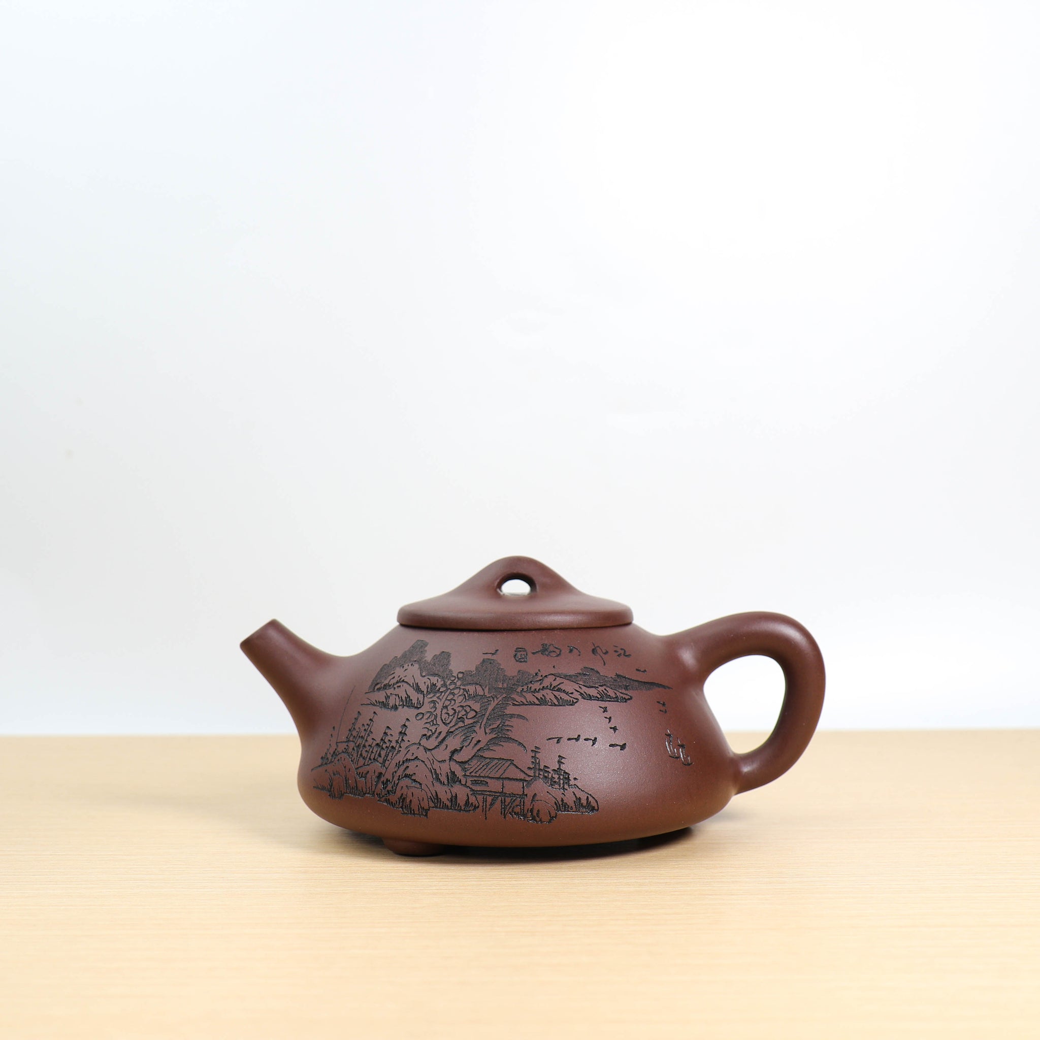 【石瓢】紫泥雕刻紫砂茶壺