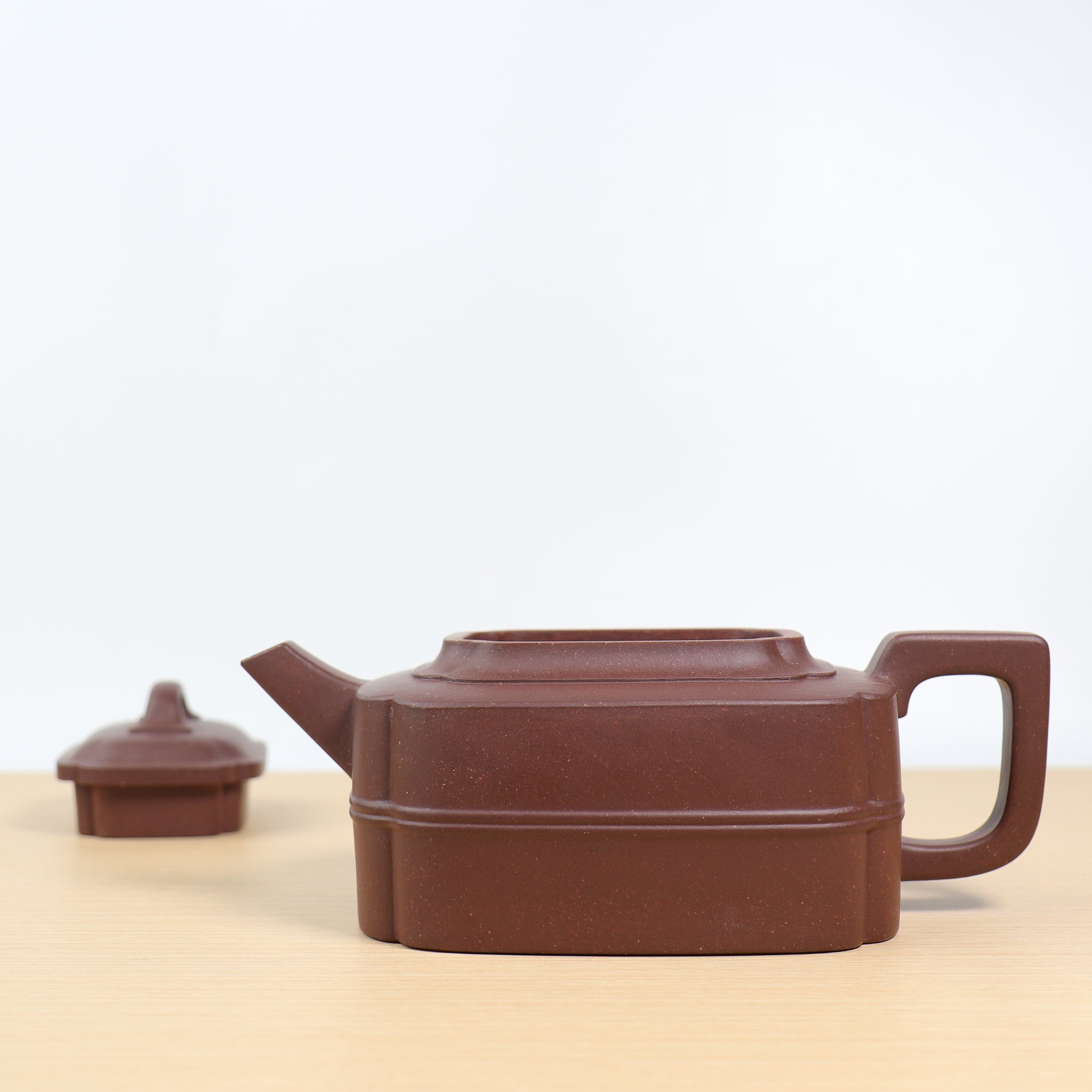 [Square corners] Fully handmade raw mineral bottom trough blue and purple sand teapot