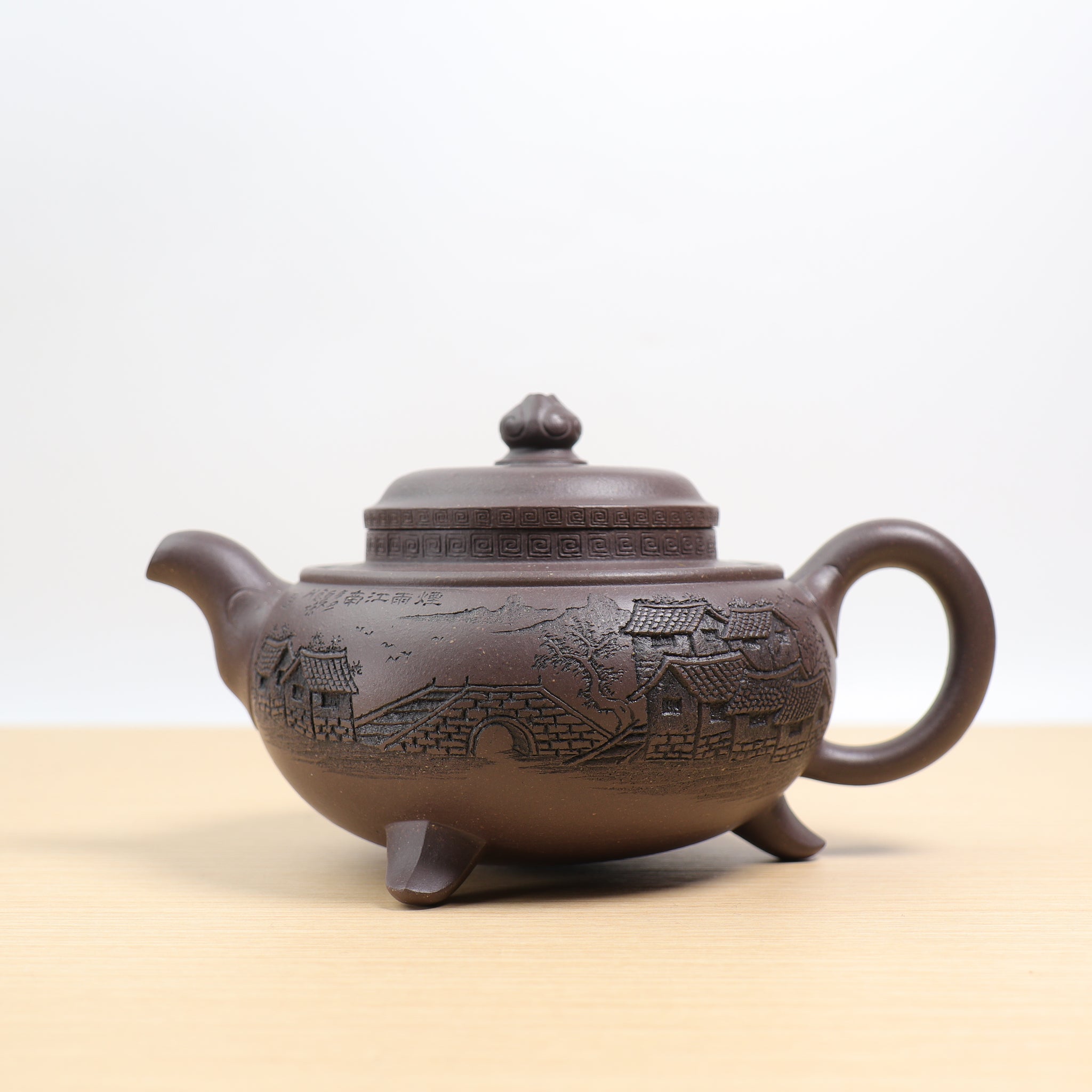 (Sold) *In Stock Swire* [Yunjian Ruyi] Fully handmade original ore azure clay carved purple clay teapot