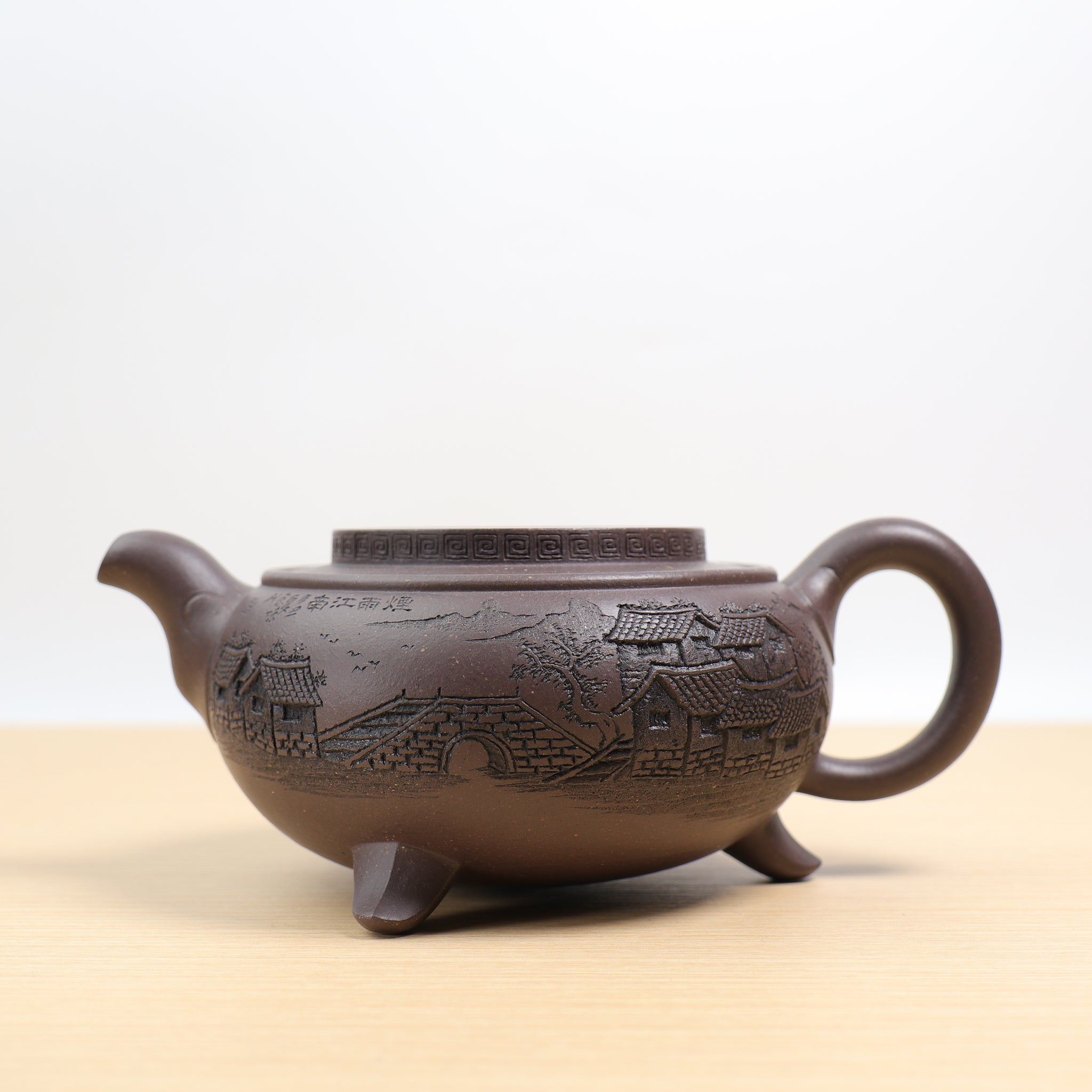 (Sold) *In Stock Swire* [Yunjian Ruyi] Fully handmade original ore azure clay carved purple clay teapot