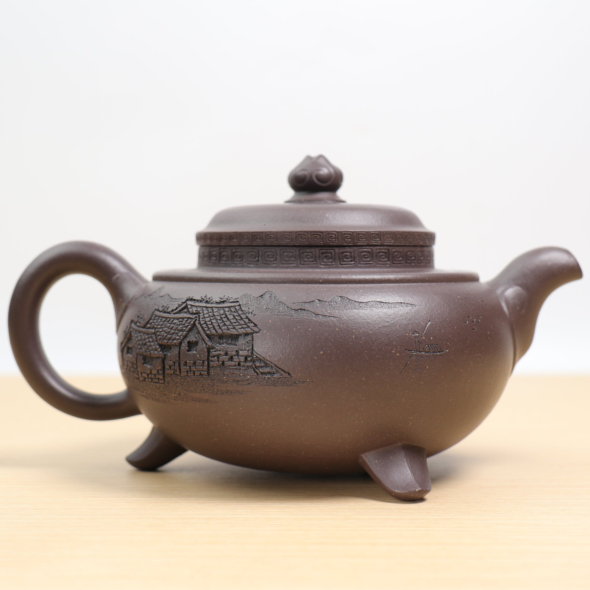 (Sold) *In Stock Swire* [Yunjian Ruyi] Fully handmade original ore azure clay carved purple clay teapot