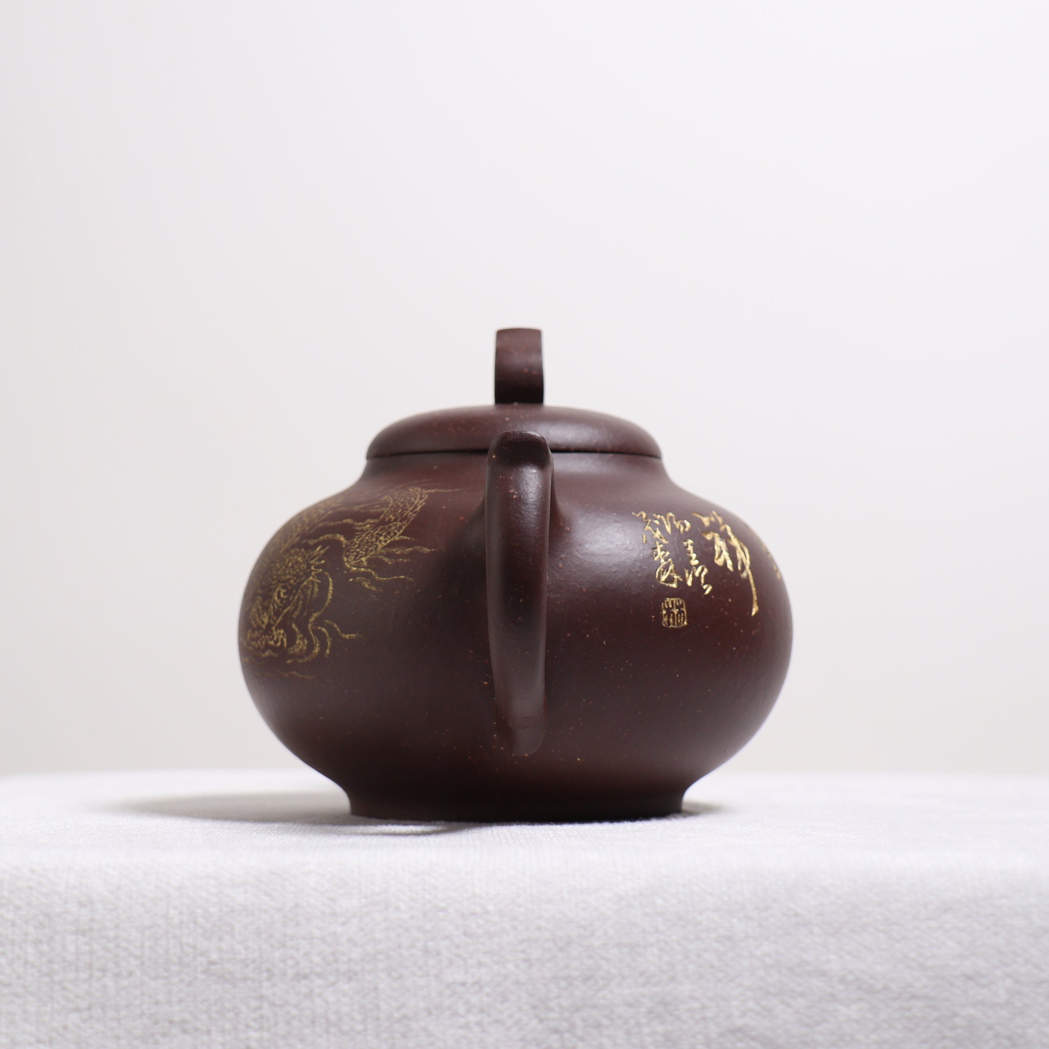 【Dragon and Phoenix Present】Purple Jade Gold Sand Purple Clay Teapot