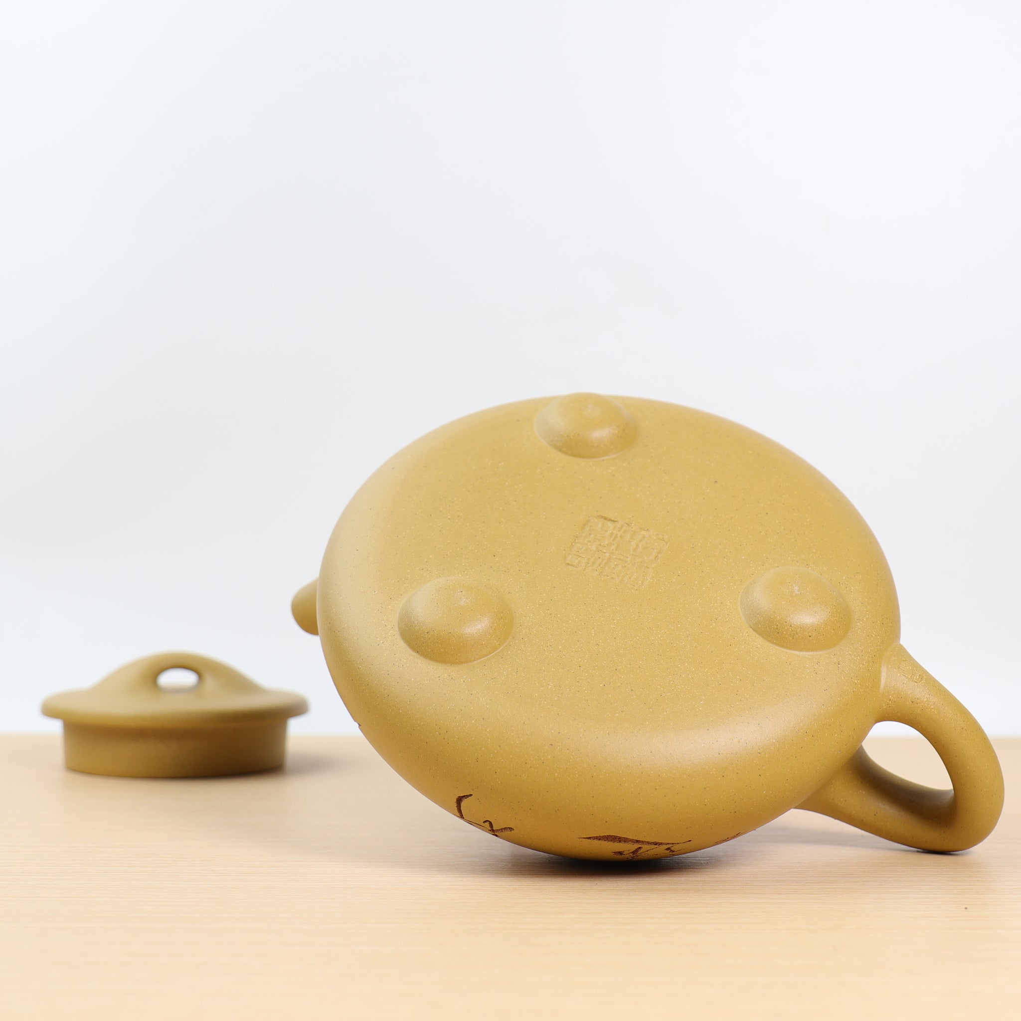 【景舟石瓢】黃金段泥刻畫書法紫砂茶壺