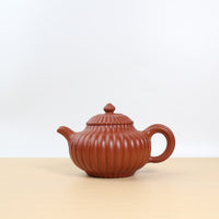 [Small size chrysanthemum rib pattern] Fully handmade raw mineral Zhaozhuang Zhuni 32-petal purple sand teapot with rib pattern