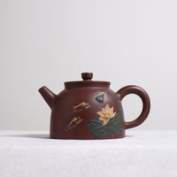 (Sold) [Admiralty] Original purple clay teapot with lotus decals