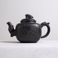 [Long Yin] Raw ore yellow auspicious animal purple sand teapot