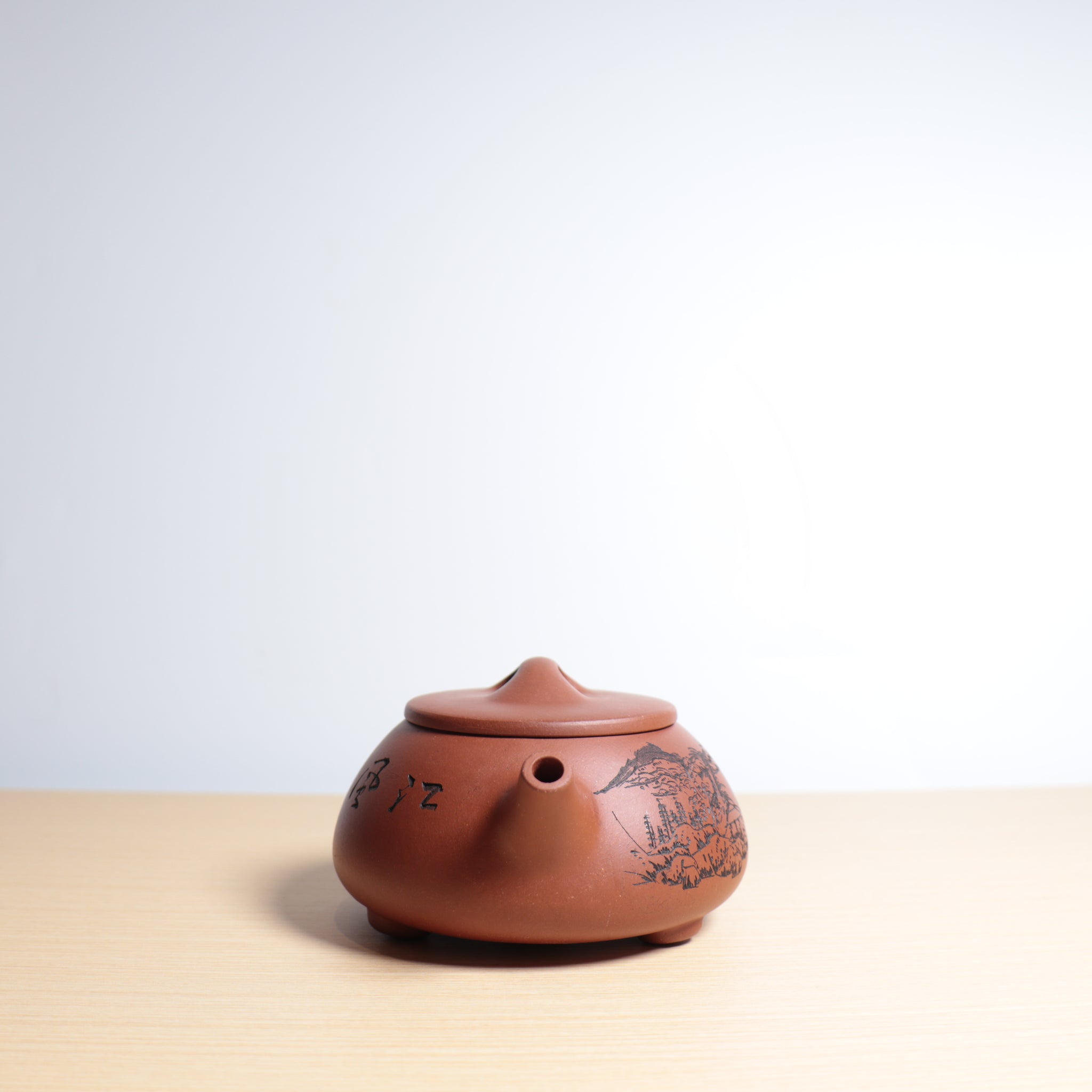 【石瓢】全手工清水泥刻畫紫砂茶壺