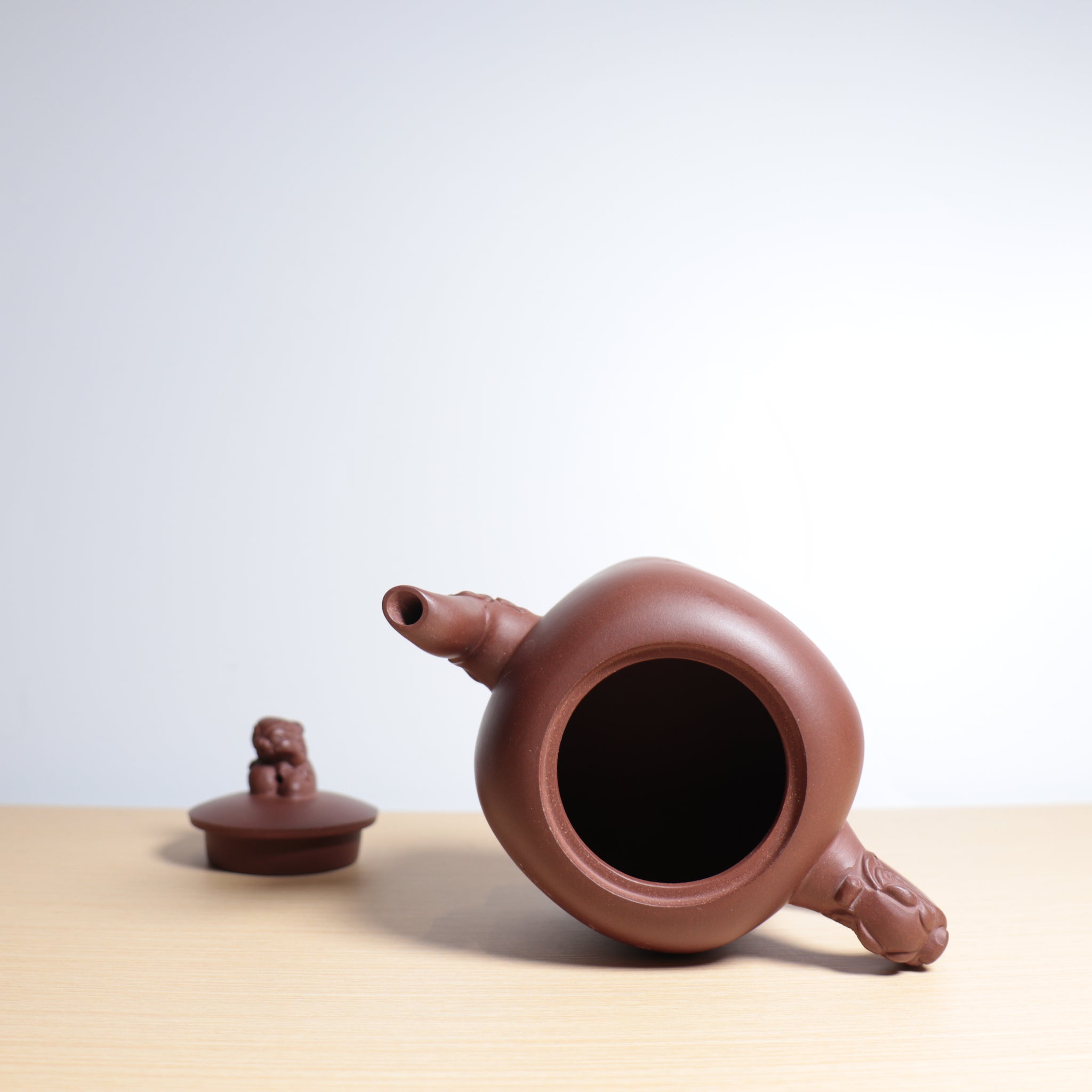 [China Seal] Purple Clay Teapot Carved from Raw Mineral Purple Clay