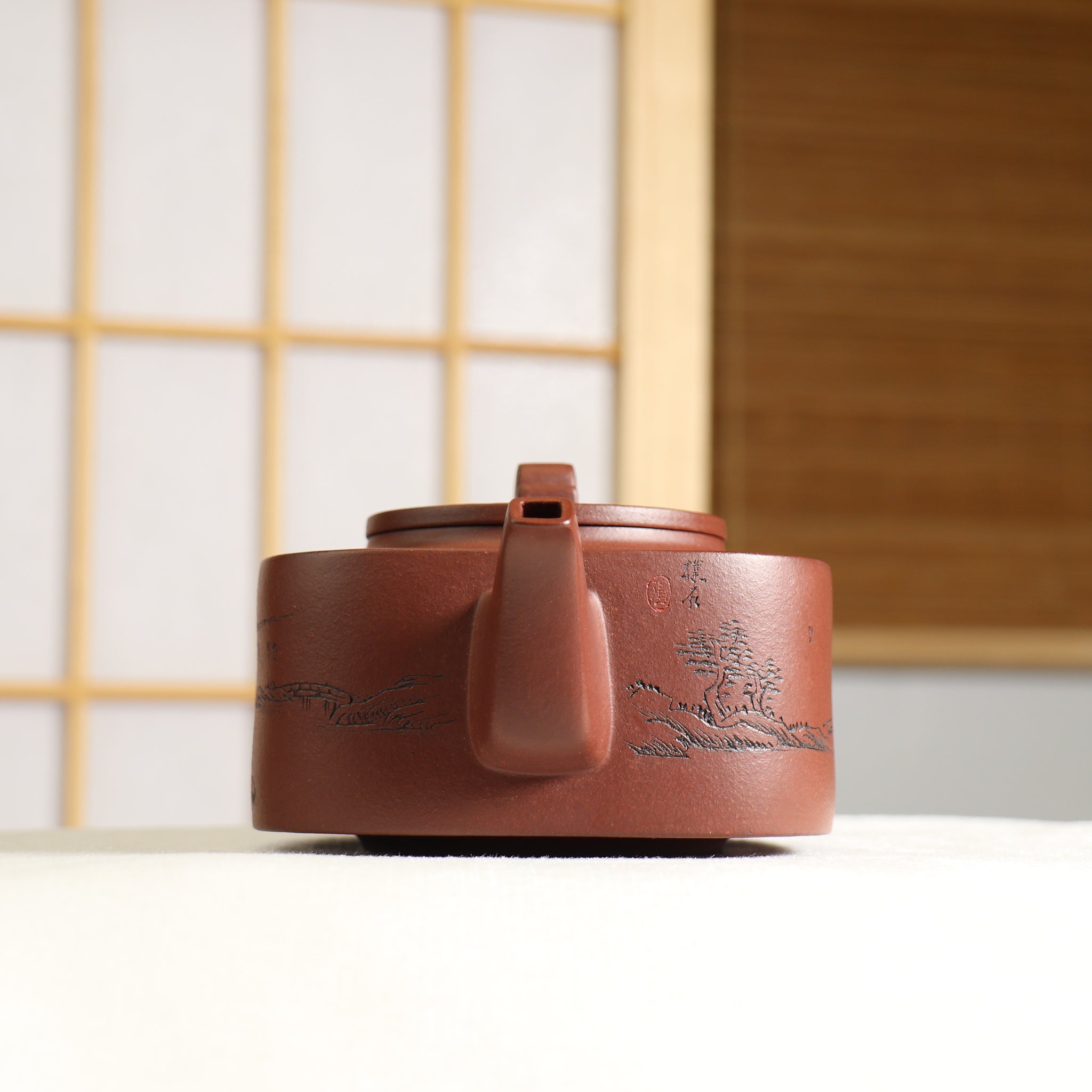 (Sold) [Junyu Sifang] Original ore purple clay workman Sifang carved purple clay teapot