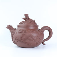 [Wulong Lotus Seed] Fully handmade purple sand teapot with bottom groove made of green and old materials 