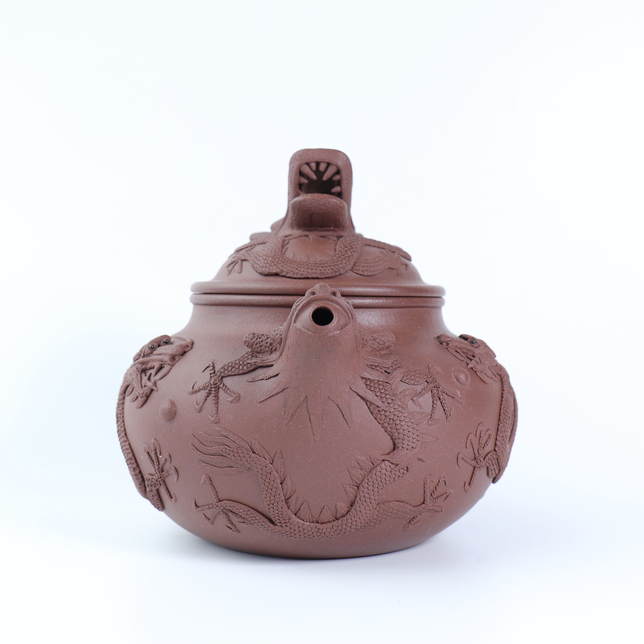 [Wulong Lotus Seed] Fully handmade purple sand teapot with bottom groove made of green and old materials 