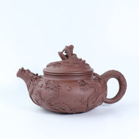 [Kowloon Antique] Fully handmade purple sand teapot with bottom groove and old and green materials 