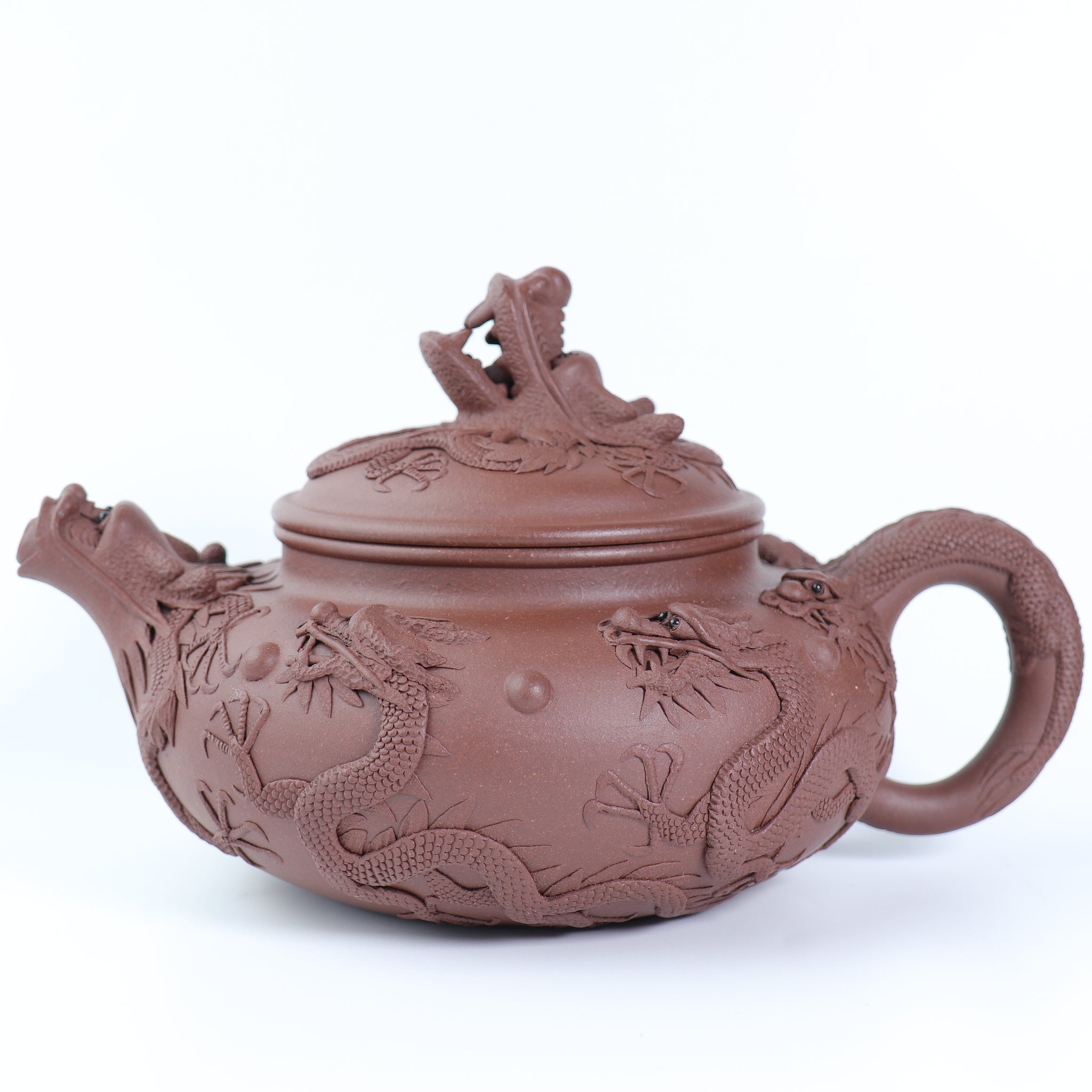 [Kowloon Antique] Fully handmade purple sand teapot with bottom groove and old and green materials 