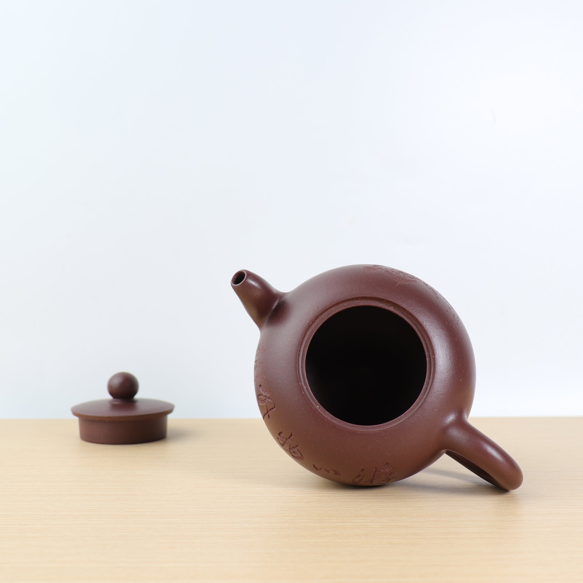 (Sold) [One Bead] Fully handmade original ore purple clay carved purple sand teapot