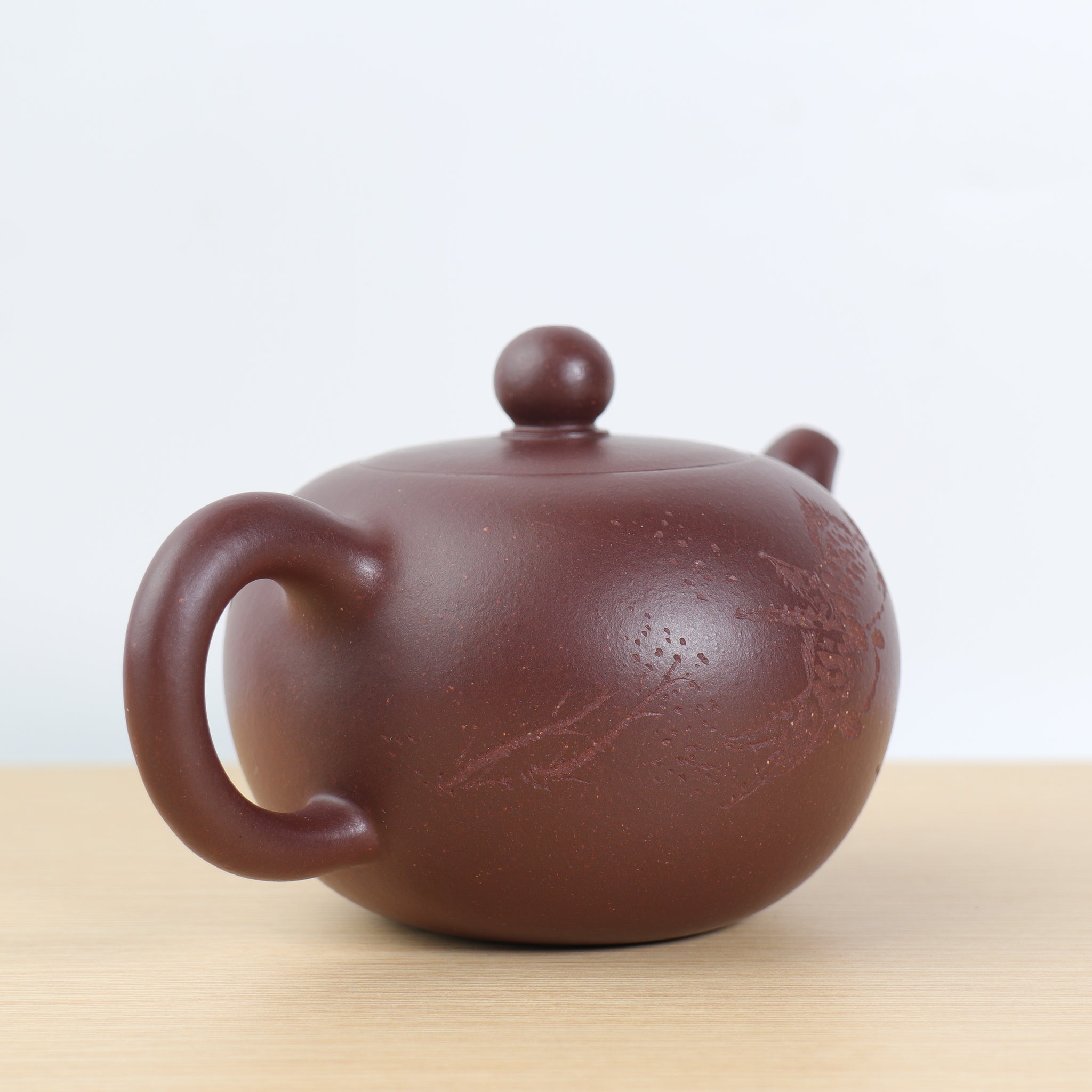 (Sold) [One Bead] Fully handmade original ore purple clay carved purple sand teapot