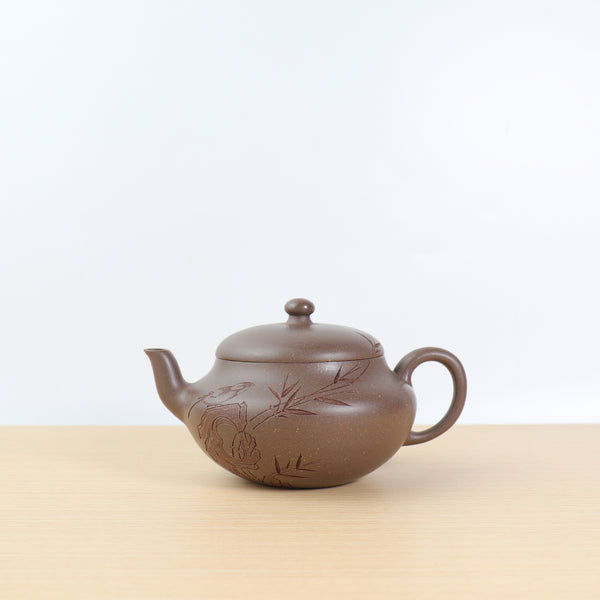 （已售出）【半日閑心】全手工原礦段泥刻畫紫砂茶壺