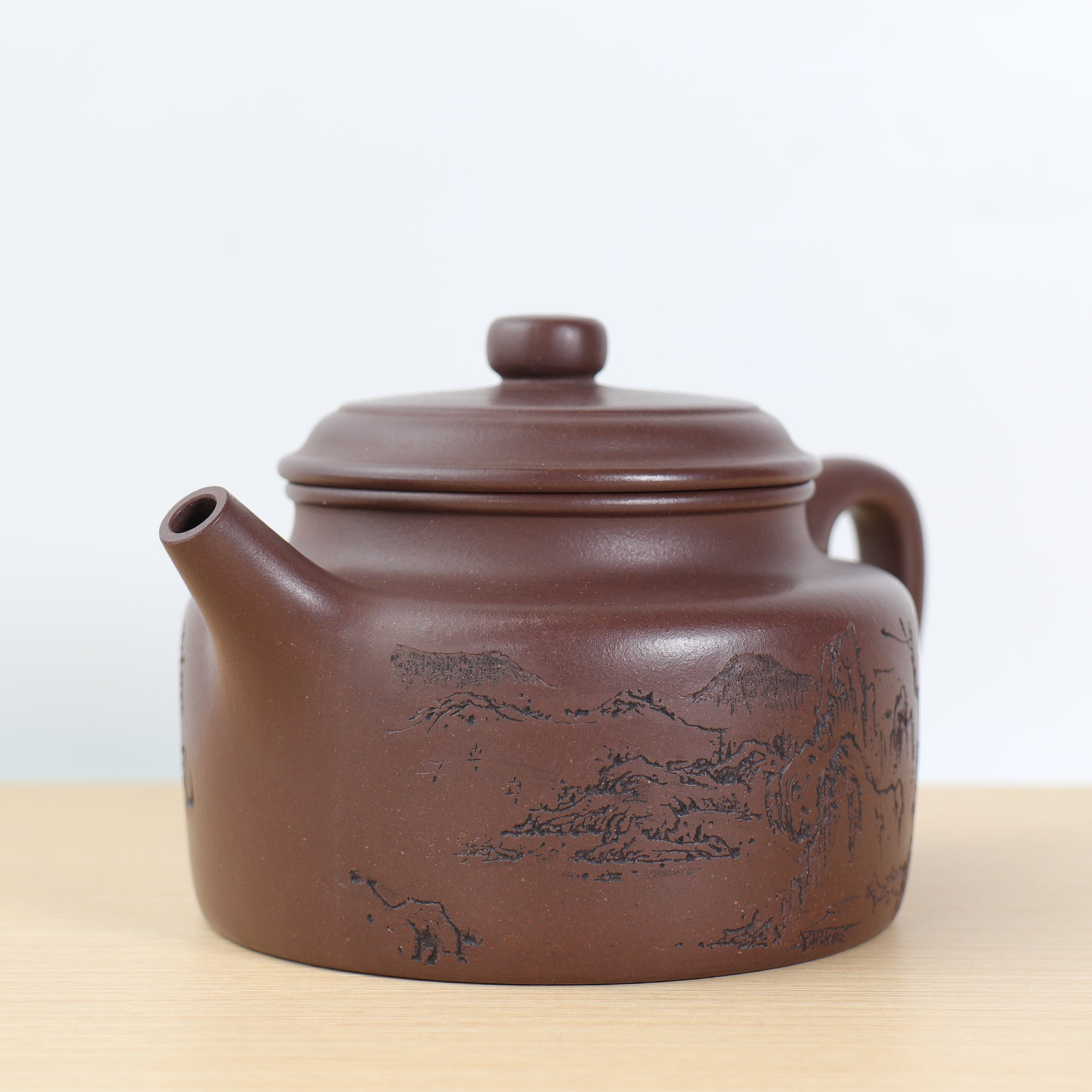 【De Zhong】Original old purple clay carved purple clay teapot 