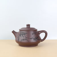 (Sold) *New Product* [Bamboo Fortune] Original Purple Clay Bamboo Painted Purple Clay Teapot