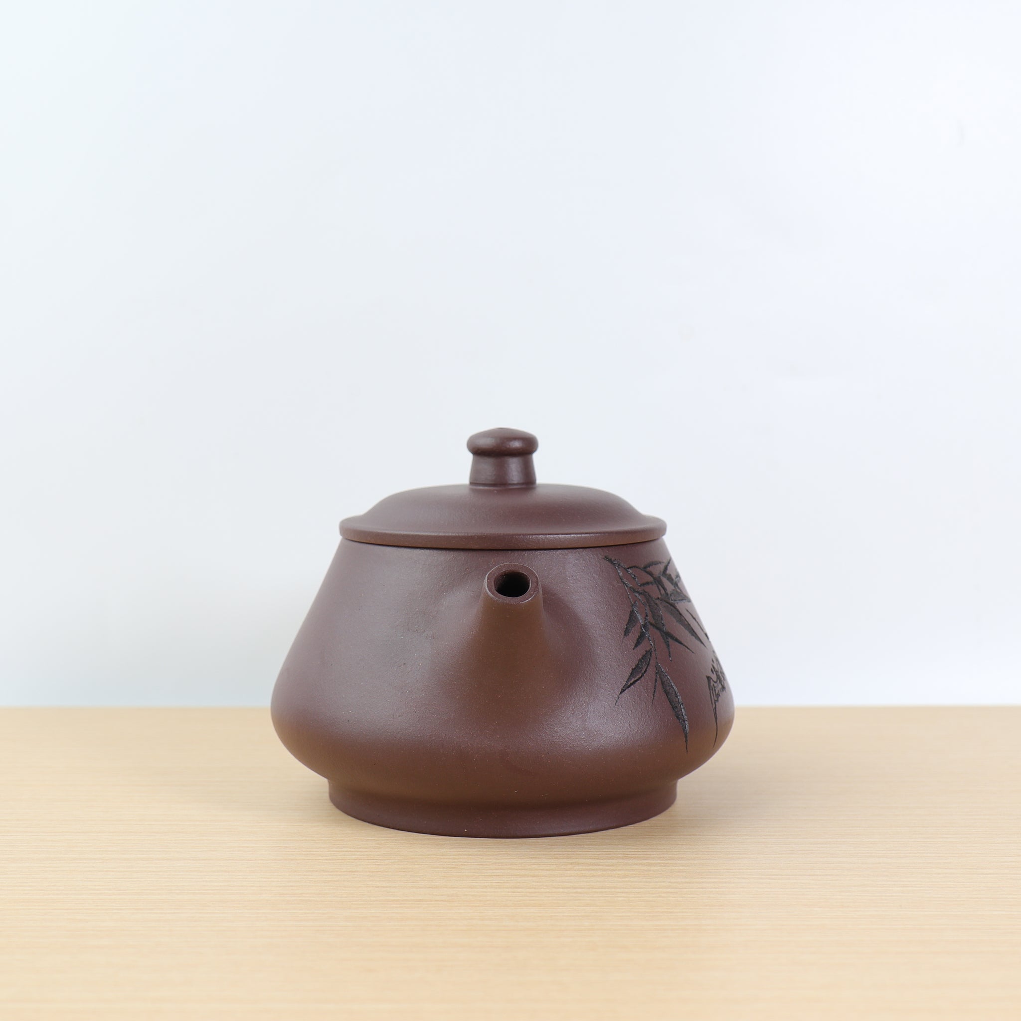 (Sold) *New Product* [Bamboo Fortune] Original Purple Clay Bamboo Painted Purple Clay Teapot