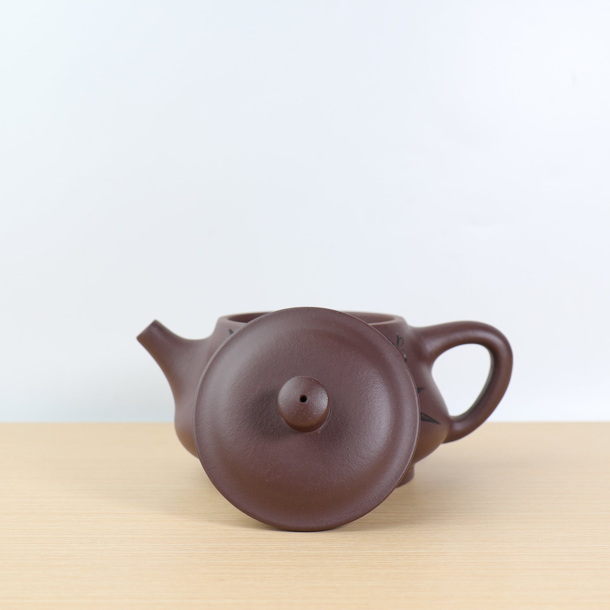 (Sold) *New Product* [Bamboo Fortune] Original Purple Clay Bamboo Painted Purple Clay Teapot