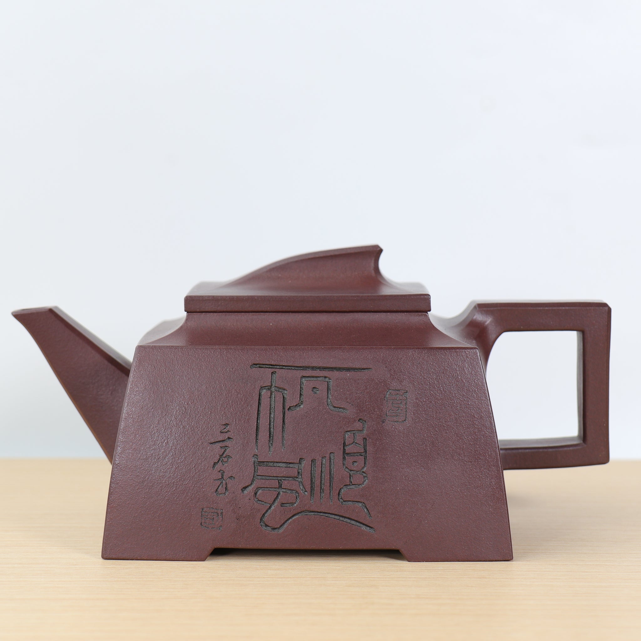 【一帆風順】全手工原礦底槽青書法刻畫紫砂茶壺