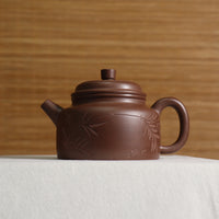 【De Zhong】Original purple clay teapot with bamboo meaning