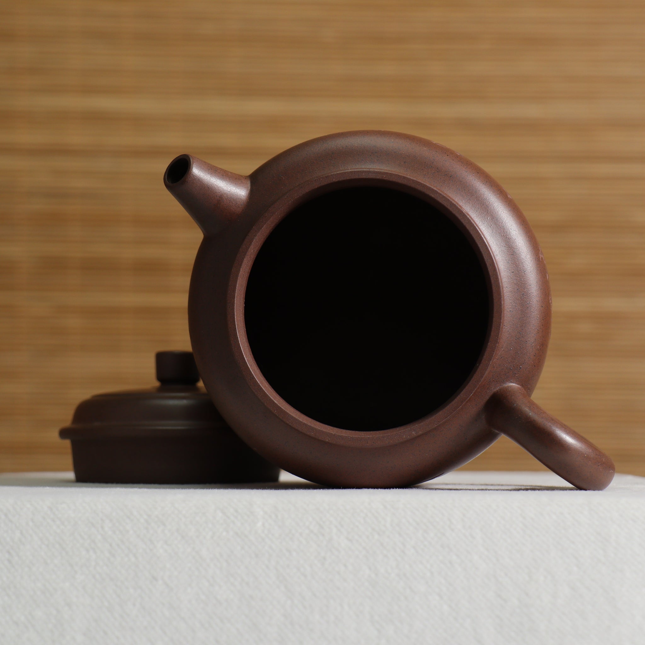 【De Zhong】Original purple clay teapot with bamboo meaning